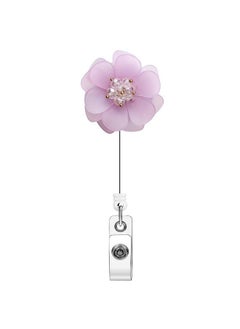 Artscope Cute Retractable Badge Reel Xoqo Badge Reel Clip For Nurse Lightweight Id Name Badge Holder With Alligator Clip (Purple Flower)  - Image 1