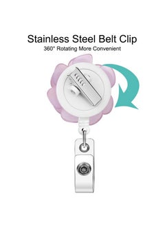 Artscope Cute Retractable Badge Reel Xoqo Badge Reel Clip For Nurse Lightweight Id Name Badge Holder With Alligator Clip (Purple Flower)  - Image 4