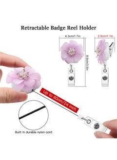 Artscope Cute Retractable Badge Reel Xoqo Badge Reel Clip For Nurse Lightweight Id Name Badge Holder With Alligator Clip (Purple Flower)  - Image 2
