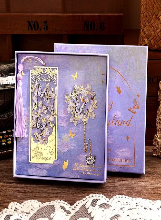 icceemee Butterfly Flower Theme Pretty Book Marks Set for Reading Women, Cute Book Markers for Writers, Kids, Teens, Men Readers, Reading Accessories Gifts for Book Lovers (Purple) - Image 1