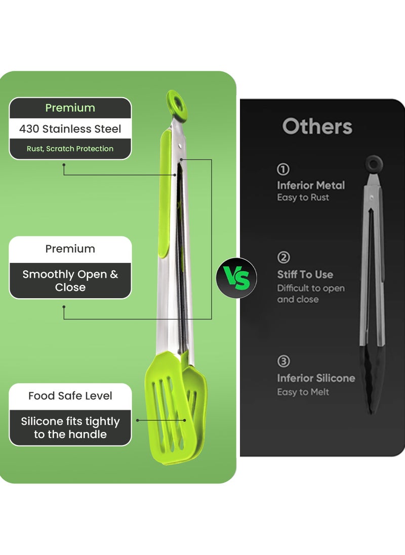 Sweet Home - Sweet Home Stainless Steel Kitchen Tongs with Silicone Head Heat Resistant Extra Long Silicone Cooking Tong Including BPA Free Silicone Tips with Sturdy Non Stick Rubber Tips - Image 1