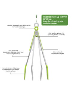 Sweet Home Sweet Home Stainless Steel Kitchen Tongs with Silicone Head Heat Resistant Extra Long Silicone Cooking Tong Including BPA Free Silicone Tips with Sturdy Non Stick Rubber Tips  - Image 5