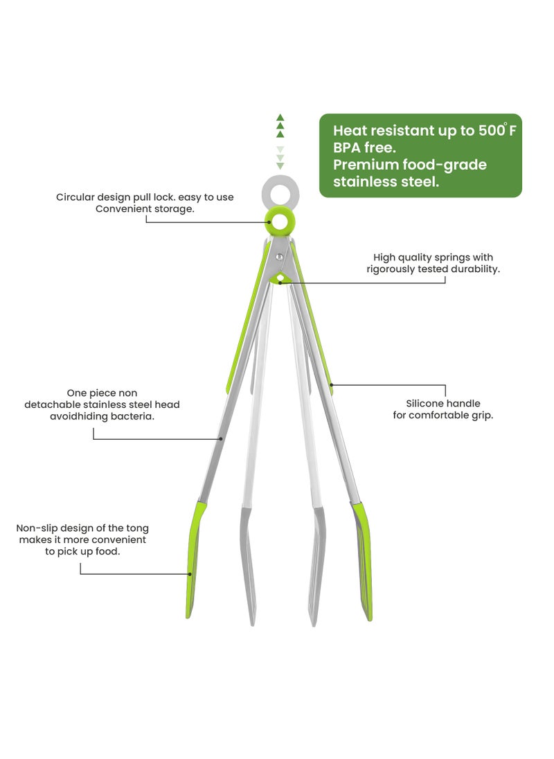Sweet Home - Sweet Home Stainless Steel Kitchen Tongs with Silicone Head Heat Resistant Extra Long Silicone Cooking Tong Including BPA Free Silicone Tips with Sturdy Non Stick Rubber Tips - Image 1
