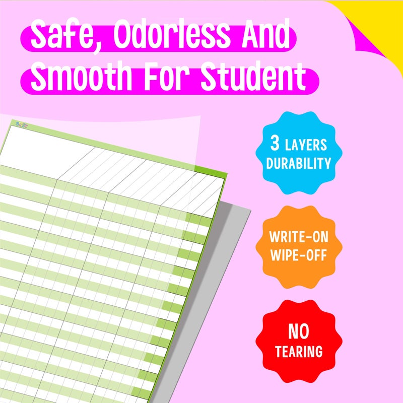 SpriteGru 6 Pack Dry Erase Incentive Chart, 6 Multi-Color Tracking Chart for Chore/Responsibility/School Attendance/Homework Progress Tracking, 27 Rows X 15 Columns (11" x 17") - Image 2
