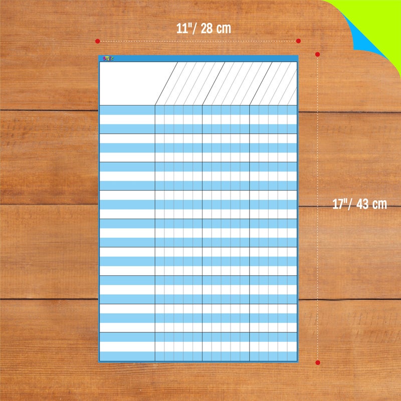 SpriteGru 6 Pack Dry Erase Incentive Chart, 6 Multi-Color Tracking Chart for Chore/Responsibility/School Attendance/Homework Progress Tracking, 27 Rows X 15 Columns (11" x 17") - Image 3