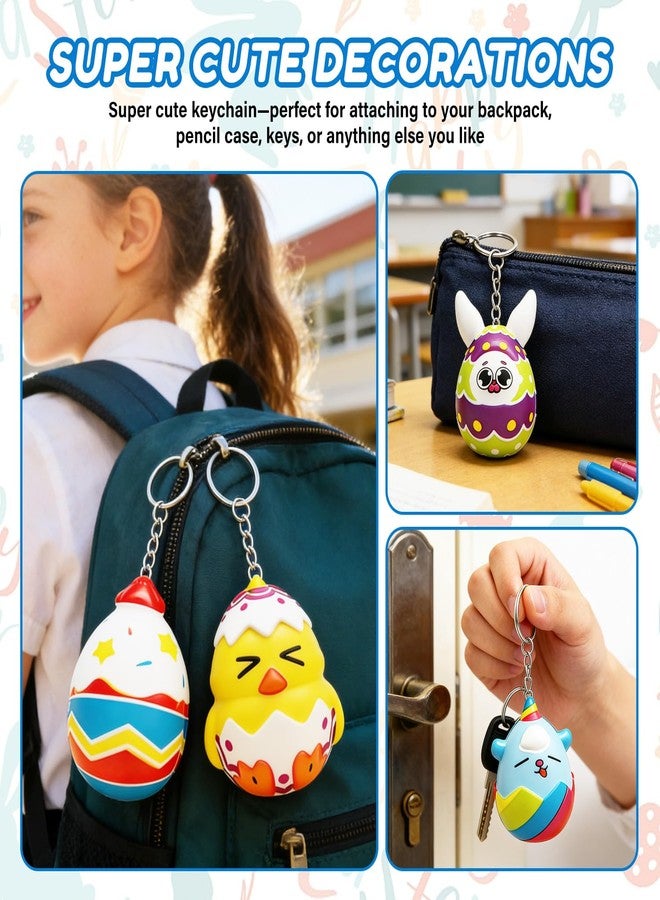 TSFGDYL 12 PCS Filled Easter Egg Gifts, Animal Squeeze Toys with Keychain, Easter Basket Stuffers Filler for Kids, Egg Hunt Party Favors, Prize for Classroom - Image 4