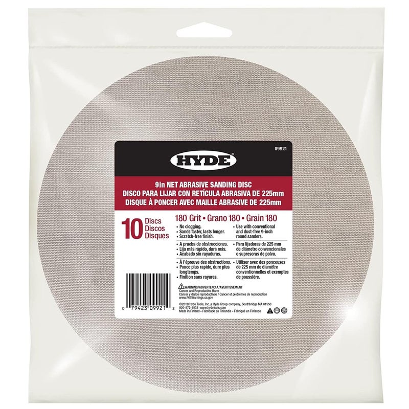 Hyde 09921 9" Disk Abrasive Sanding Net, 180 Grit, 10 pack
