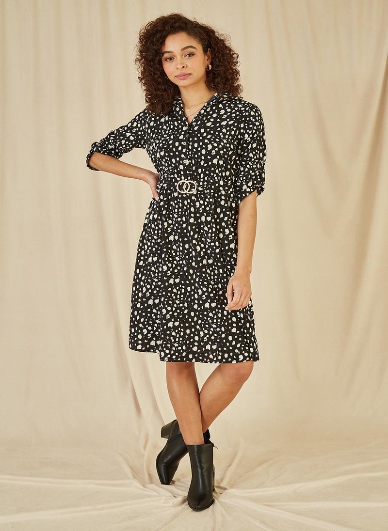 MELA LONDON Belted Printed Dress - Image 1