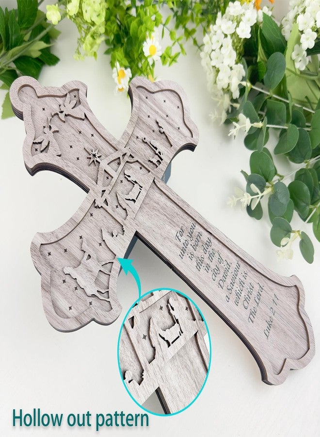 Midrean Wooden Christian Catholic Decorative Crosses Home Cross Wall Decor Wood Hanging Cross Wall Art - Image 2