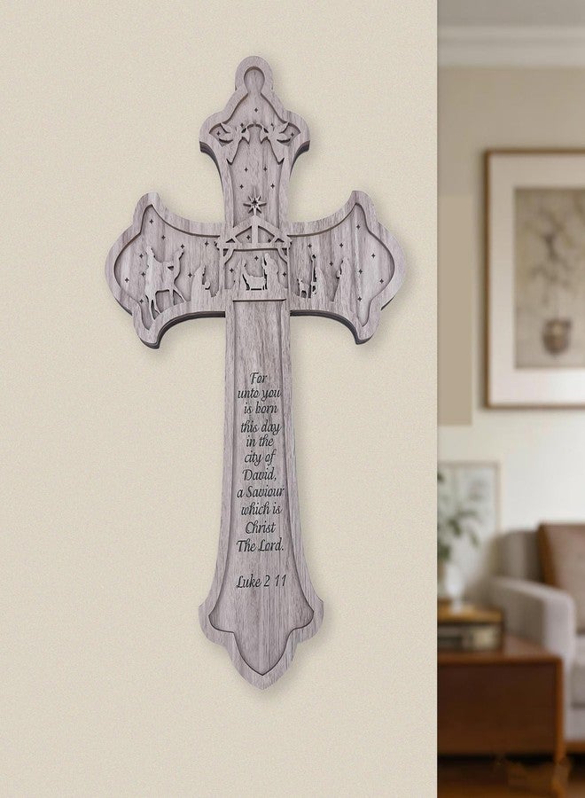 Midrean Wooden Christian Catholic Decorative Crosses Home Cross Wall Decor Wood Hanging Cross Wall Art - Image 3