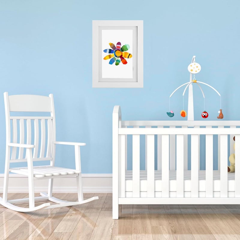 THDUJAYJAY 4Pcs Kids Art Frame Changeable 8.5x11 Letter Size Display with Mat Kids Artwork Frame Front Opening Artwork Frames for Kids Art Decorative Art Frames for Kids Art Holds 50-100 Works of Art for Hanging,White - Image 5