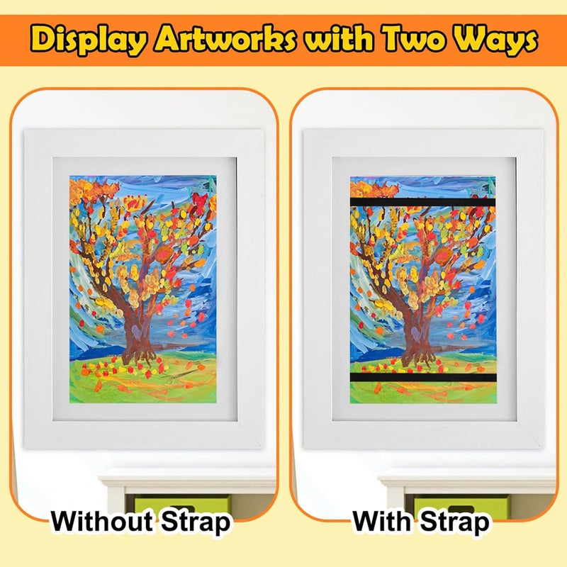 THDUJAYJAY 4Pcs Kids Art Frame Changeable 8.5x11 Letter Size Display with Mat Kids Artwork Frame Front Opening Artwork Frames for Kids Art Decorative Art Frames for Kids Art Holds 50-100 Works of Art for Hanging,White - Image 3