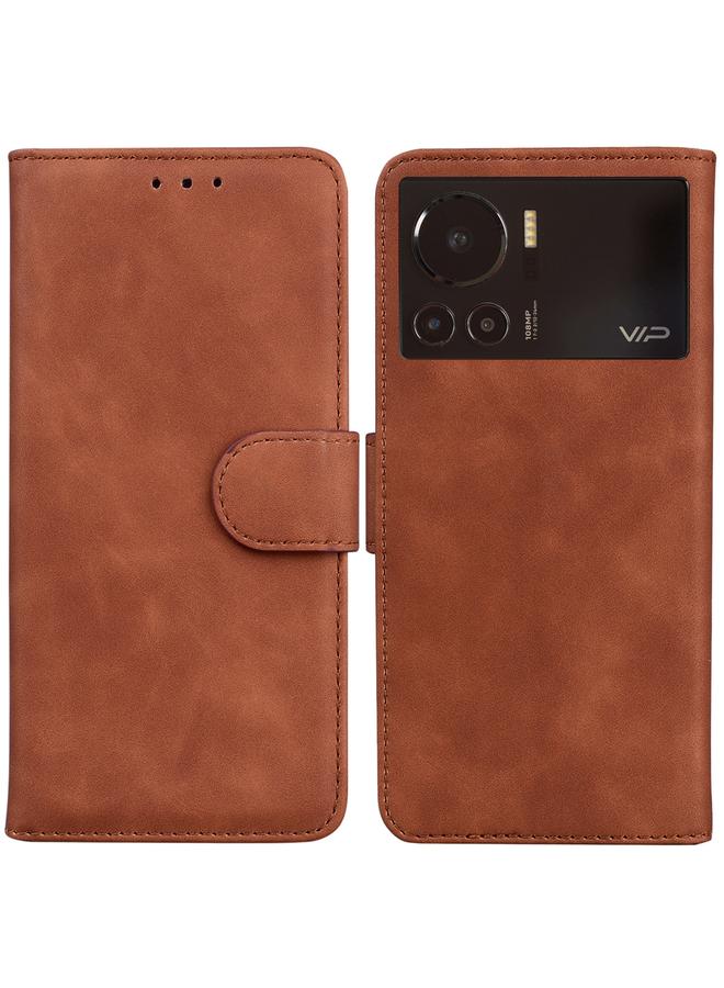 Zaboon Case For Infinix Note 12 VIP Skin Feel Pure Color Flip Leather Phone Case - Image 1