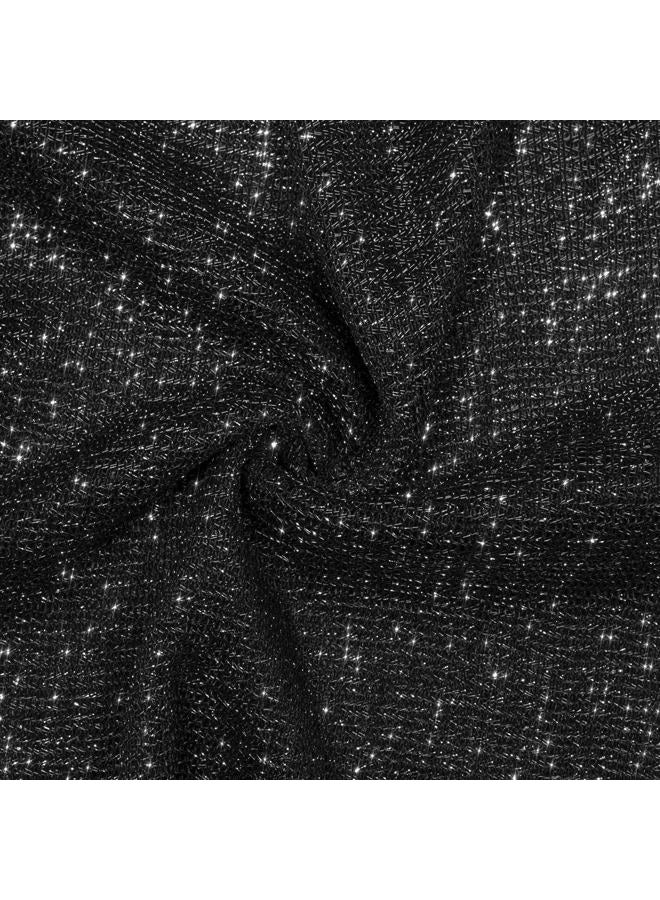 Rheane Sparkling Metallic Shawls and Wraps with Buckle for Evening Party Dresses Wedding Party, I. Black/Silver (With Black Buckle), L - Image 5
