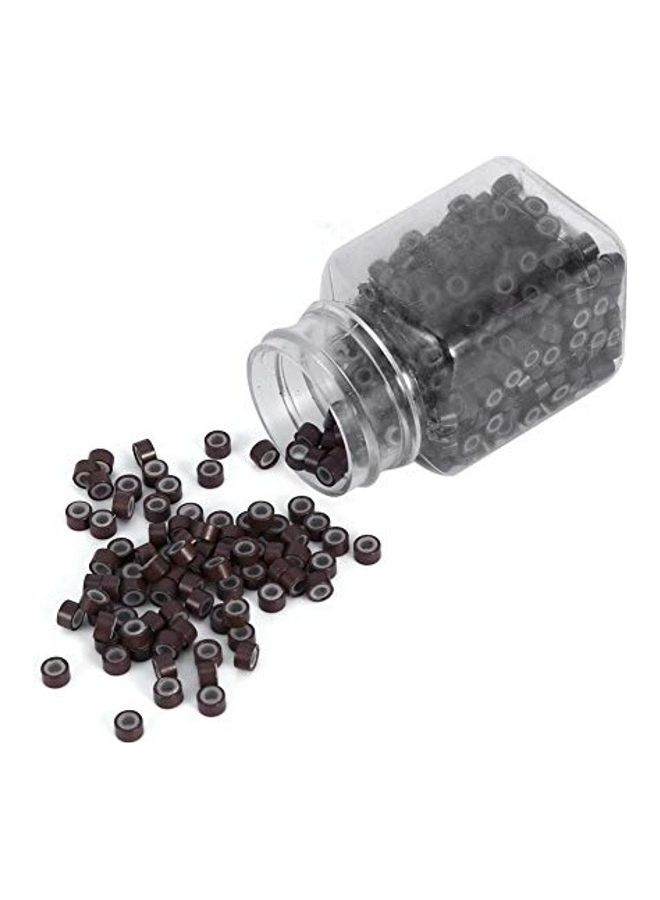 NIBEMINENT 500-Piece Silicone Micro Link Ring Dark Brown - Image 1