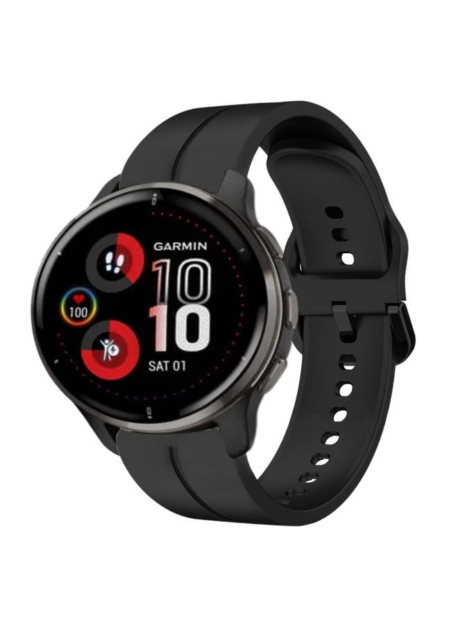 Generic Replacement Strap For Garmin Venu 2 Plus 20mm Loop Silicone Watch Band Black 