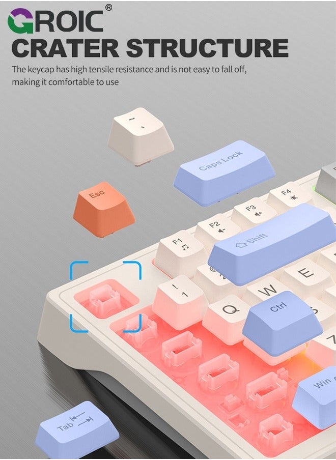 GROIC Blue Gaming Keyboard, RGB Backlit 98 Key Ergonomic Waterproof Mechanical Feeling Office Computer Keyboard for PC, MAC, PS4, Xbox ONE Gamer  - Image 5
