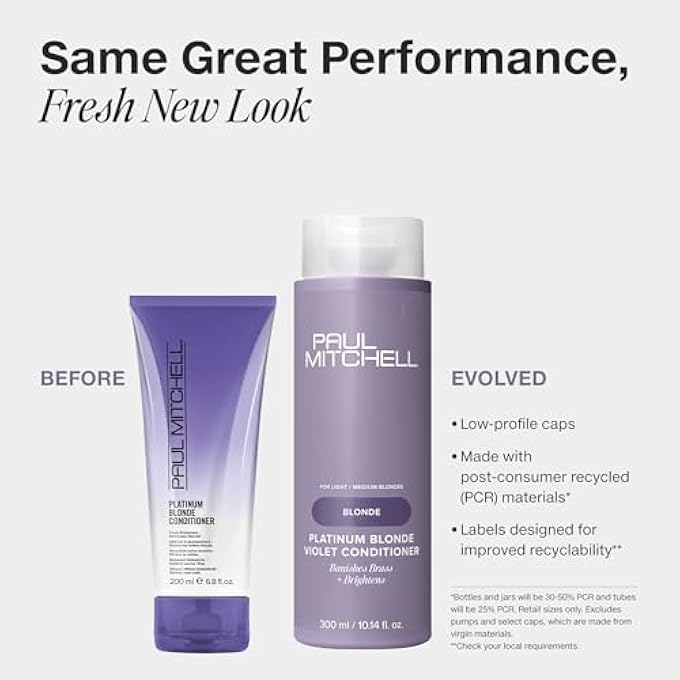 Paul Mitchell PLATINUM BLONDE VIOLET CONDITIONER, BANISHES BRASS + BRIGHTENS, IDEAL FOR LIGHT TO MEDIUM BLONDE, SILVER, GRAY OR WHITE HAIR, 33.8 FL. OZ - Image 3