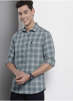 The Indian Garage Co Men Regular Fit Checkered Full Sleeves Cutaway Collar Casual Shirt  - Image 3
