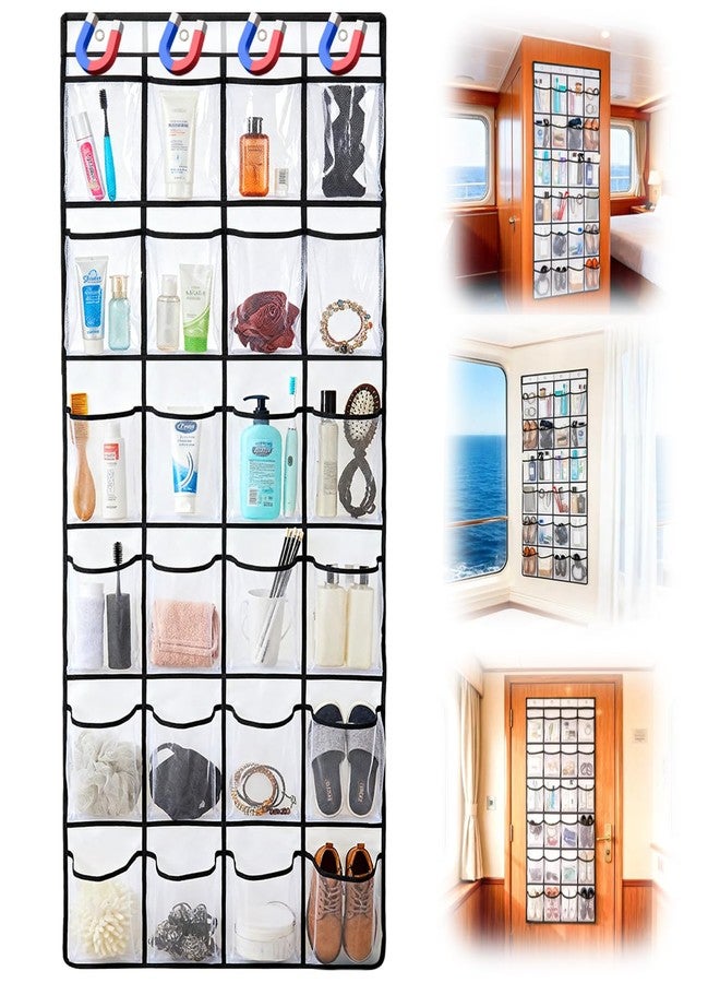 FOTSHARER Cruise Essentials 2026 Over The Door Organizer For Cruise Ship 24 Pocket Magnetic Door Organizers with 4 Metal Hooks and 4 Strong Magnets Door Organizer Hanging for Cabin Behind Door Storage Organizer - Image 1