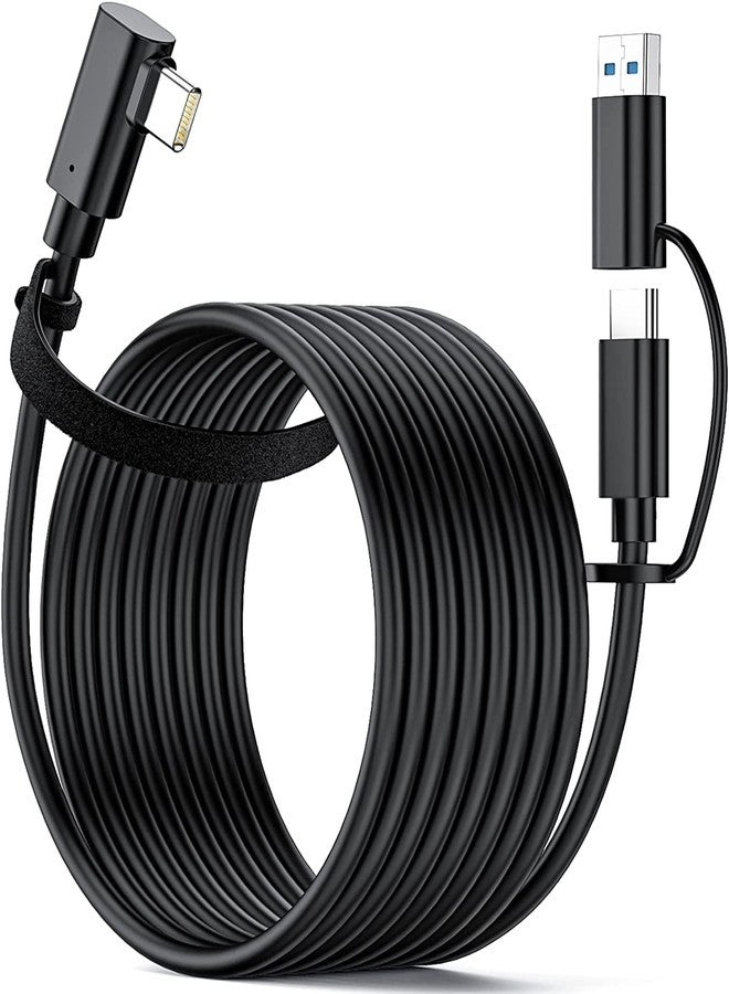 TechMatte 16FT/5M USB-C to C Cable for Oculus Quest 2/1, PC, 5Gbps Data Transfer, with USB-C to USB-A Adapter - Image 2