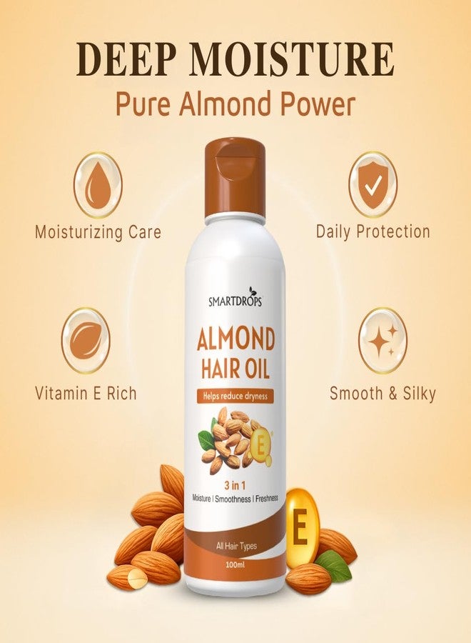 Smartdrops Almond Hair Oil with Vitamin E for Daily Hair Care and Scalp Massage Routine, Lightweight Hair Oil for Men and Women | 100ml (Pack 1) - Image 4