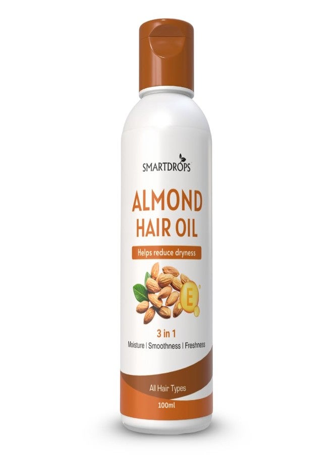 Smartdrops Almond Hair Oil with Vitamin E for Daily Hair Care and Scalp Massage Routine, Lightweight Hair Oil for Men and Women | 100ml (Pack 1) - Image 1