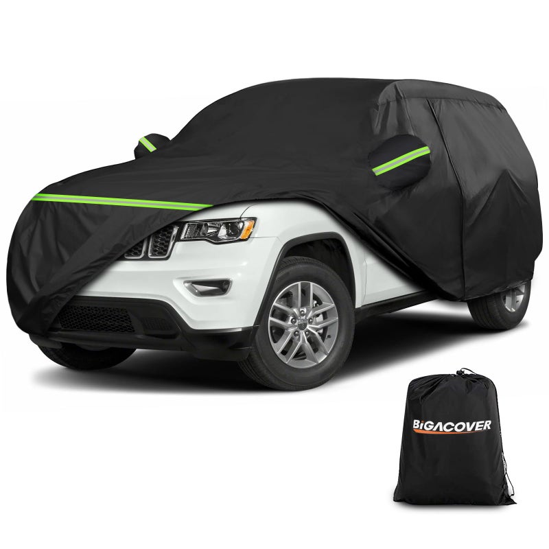 Full Car Cover for Jeep Grand Cherokee All Weather Waterproof Windproof 6 Layer Full SUV Car Covers Custom Fit for 20112025 Jeep Grand Cherokee WK2 with Door Zipper and Storage Bag Up to 193 L
