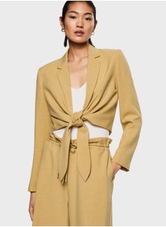 Tie Detail Crop Blazer