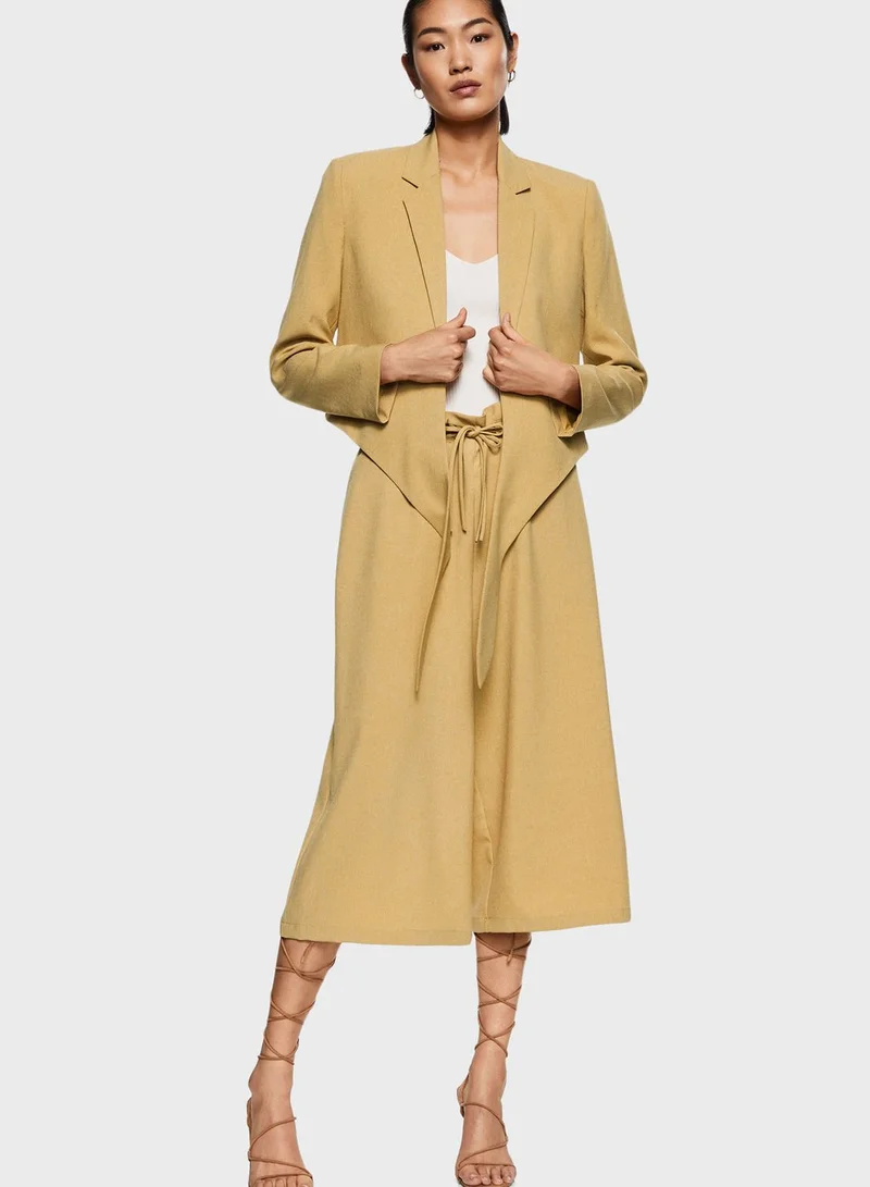 MANGO Tie Detail Crop Blazer