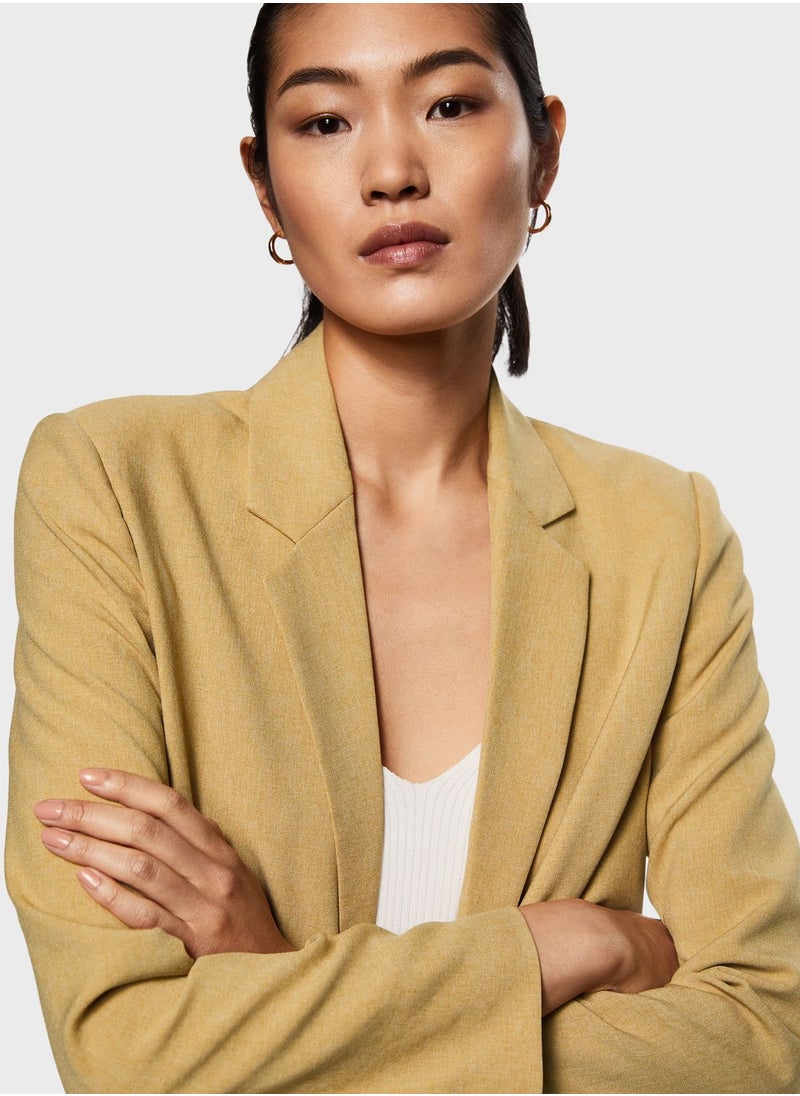MANGO - Tie Detail Crop Blazer - Image 1