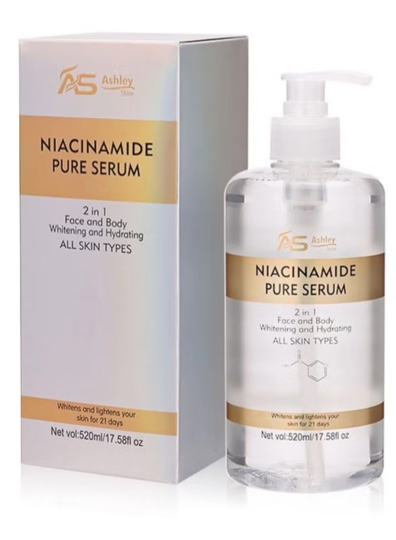 Ashley Shine Niacinamide Pure Serum 2 in 1 Face & Body Whitening and Hydrating Skin 520ml