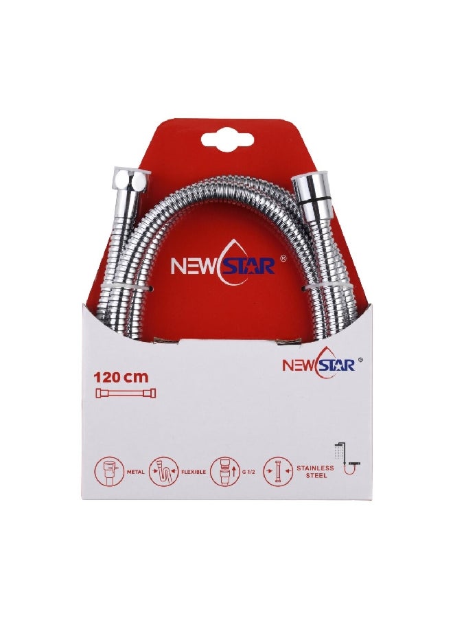 خرطوم دش ستانلس ستيل مرن بتصميم صديق للمستخدم فضي 1.2 متر NS-SH02-1.2M