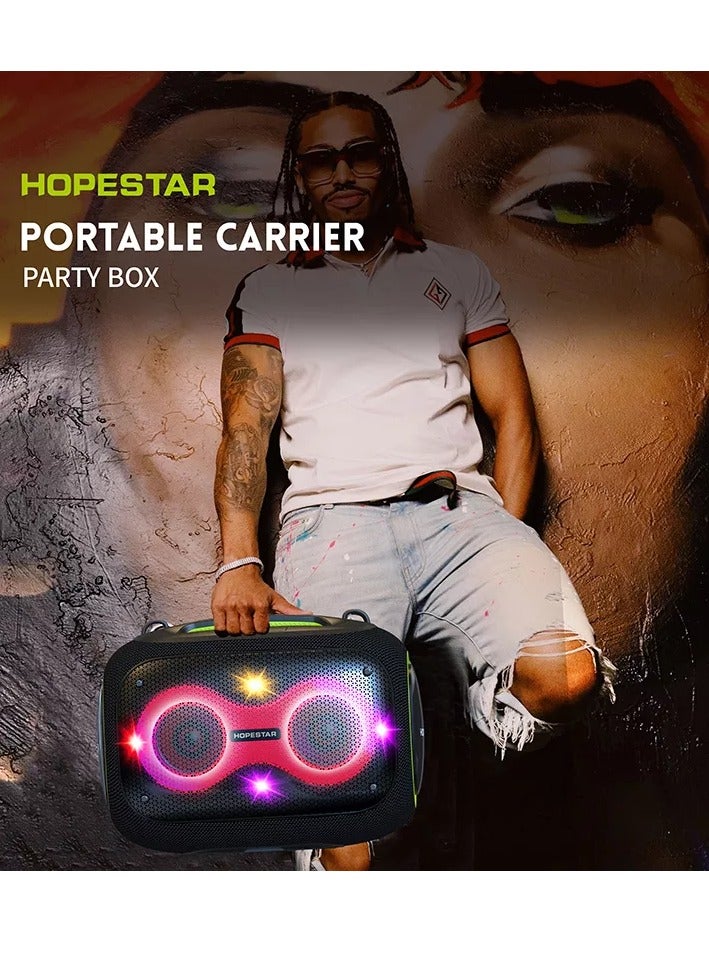 HOPESTAR Party Box 120W Portable Bluetooth Speaker with Dual Wireless Microphones, 200W Fast Charging, IPX6 Waterproof, DSP Chip, 10-Hour Playtime, RGB Lights – Ideal for Outdoor, Karaoke, and Family Gatherings - Image 5