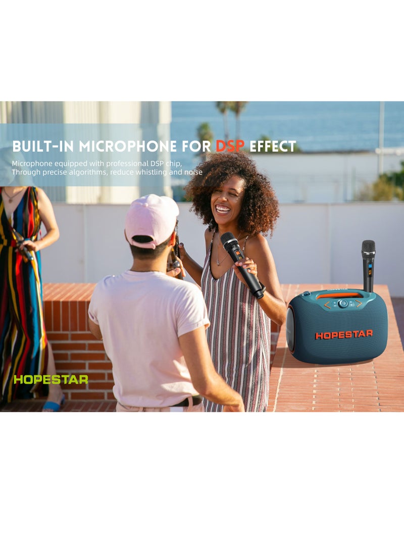 HOPESTAR Party Box 120W Portable Bluetooth Speaker with Dual Wireless Microphones, 200W Fast Charging, IPX6 Waterproof, DSP Chip, 10-Hour Playtime, RGB Lights – Ideal for Outdoor, Karaoke, and Family Gatherings - Image 2