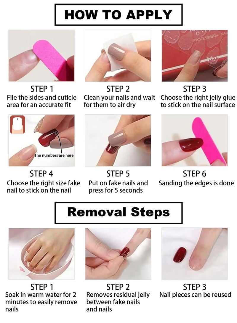 30 pcs Press On Nails Short Cat Eye Natural Fit Fake Nails – Woman and Girl False Nails  With Removable False Nail Art Patches - Image 5