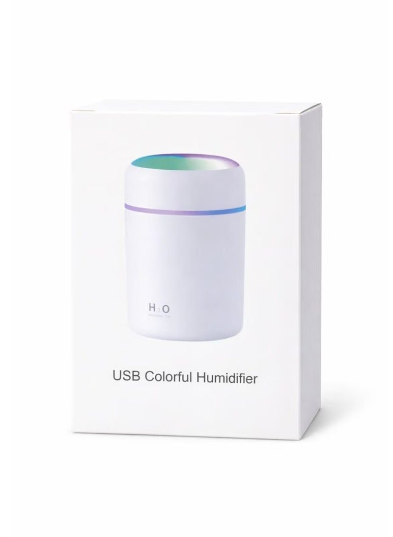 Ultrasonic humidifier with a 300ml tank, compact with Type-C connector and aroma diffuser; basic electric humidifier for diffusing essential oils with 7 assorted LED colors. - Image 2