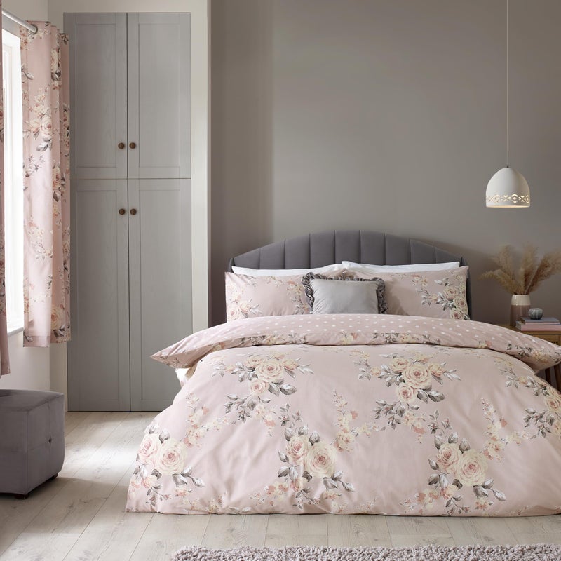 Catherine Lansfield Canterbury Easy Care Super King Duvet Set Blush Pink