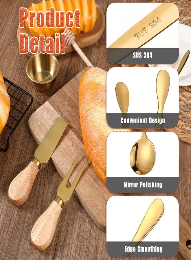 LIQWEI I48 Pcs Charcuterie Boards Accessories, Wooden Cheese Spreader Knive Set Mini Serving Spoon Fork Tongs Honey Dippers Blank Toothpick Flags Bowl for Party Platter Making - Image 3