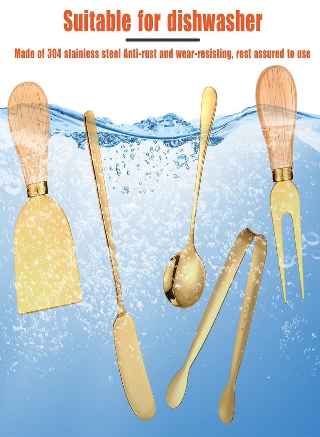 LIQWEI I48 Pcs Charcuterie Boards Accessories, Wooden Cheese Spreader Knive Set Mini Serving Spoon Fork Tongs Honey Dippers Blank Toothpick Flags Bowl for Party Platter Making - Image 4