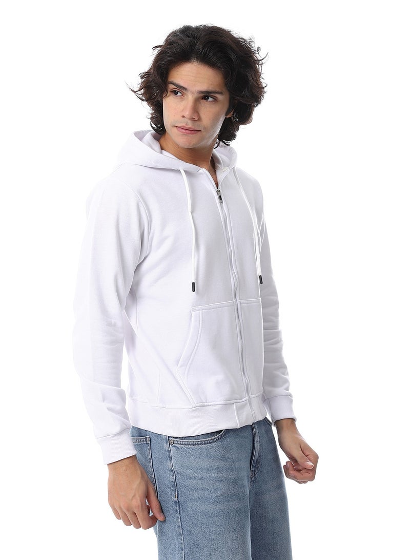 Andora Zipper Closure Hooded Fleeced Sweatshirt_White - Image 2