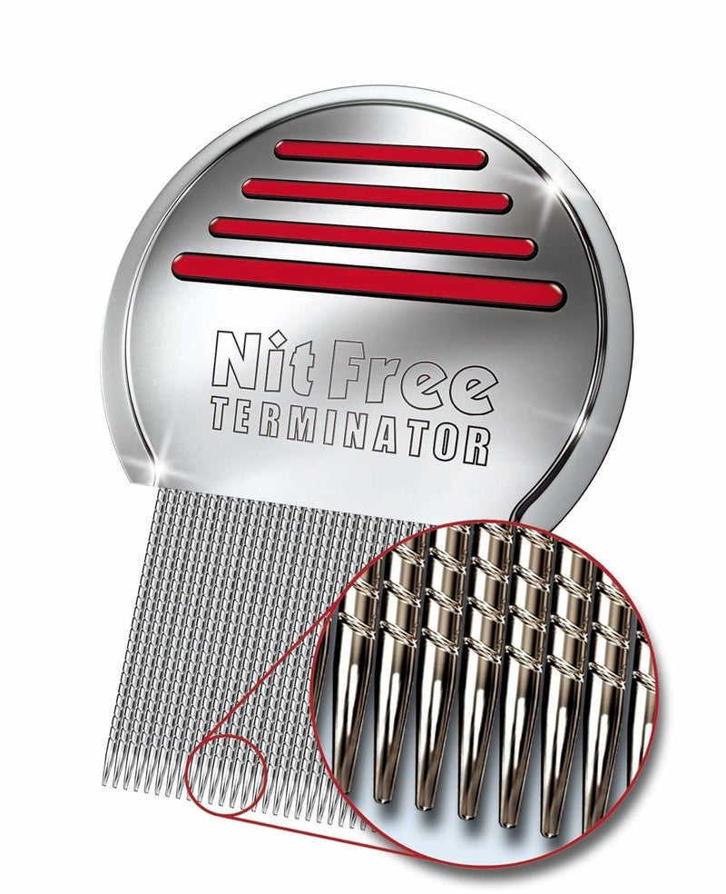 Nit Free Terminator Lice Comb, Professional Stainless Steel Louse and Nit Comb for Head Lice Treatment, Removes Nits - Image 2