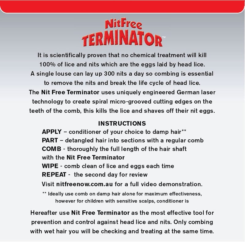 Nit Free Terminator Lice Comb, Professional Stainless Steel Louse and Nit Comb for Head Lice Treatment, Removes Nits - Image 5