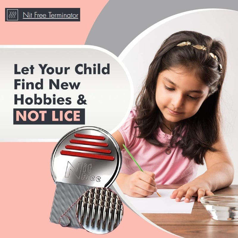 Nit Free Terminator Lice Comb, Professional Stainless Steel Louse and Nit Comb for Head Lice Treatment, Removes Nits - Image 3