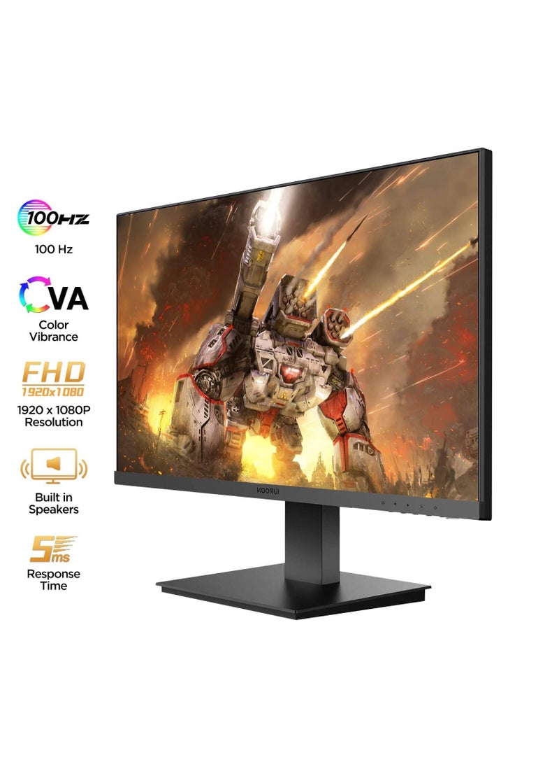 KOORUI - KOORUI S01 Gaming Monitor, 22" VA Display, FHD Resolution, 100Hz Refresh Rate, 4ms (OD) Response Time, Free-Sync & G-Sync Compatible, 16.7m Color Display, Black - Image 1