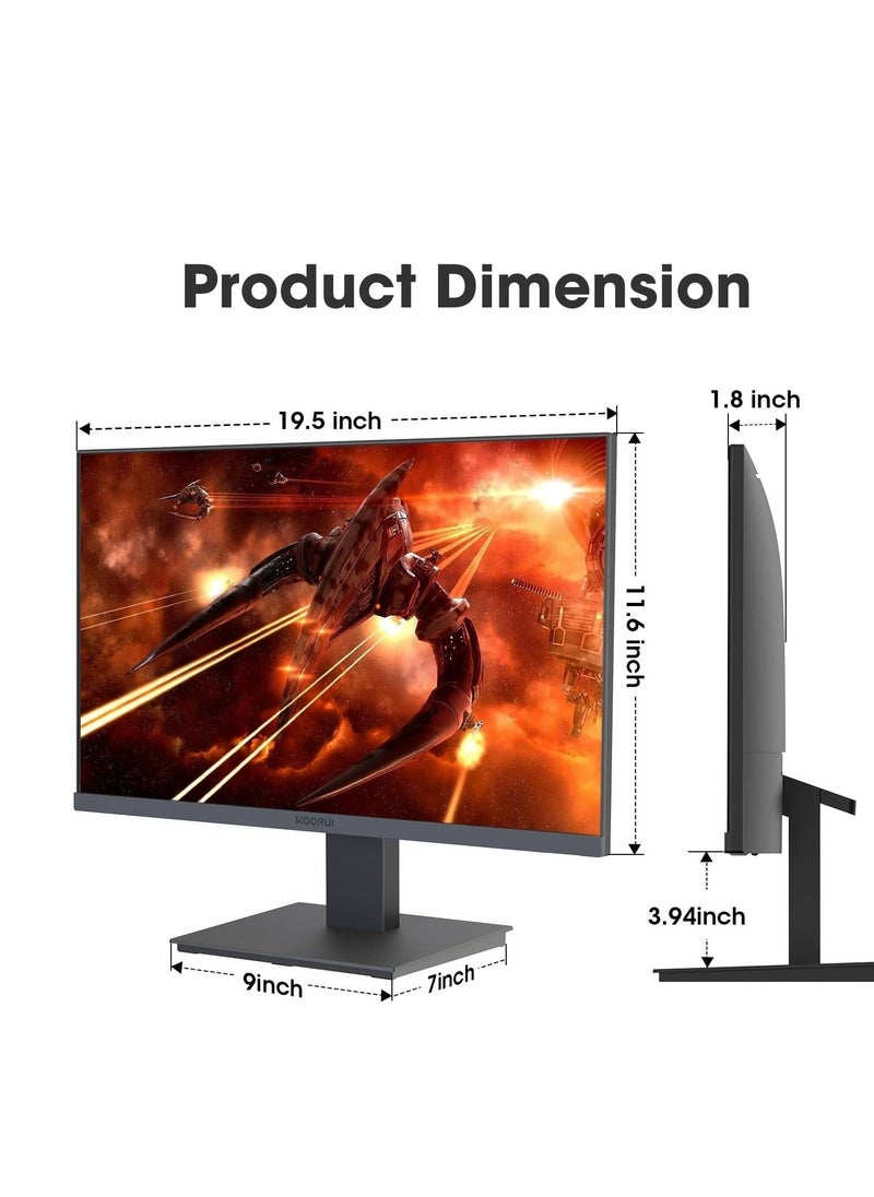 KOORUI - KOORUI S01 Gaming Monitor, 22" VA Display, FHD Resolution, 100Hz Refresh Rate, 4ms (OD) Response Time, Free-Sync & G-Sync Compatible, 16.7m Color Display, Black - Image 1