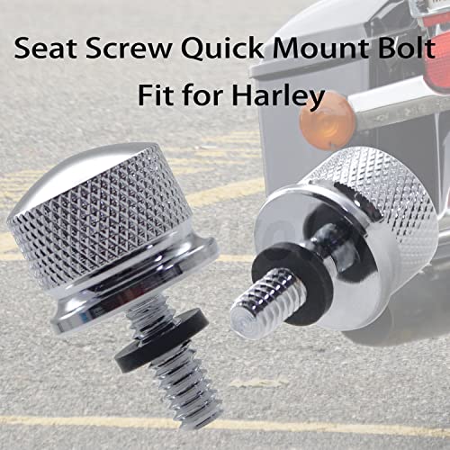 Amavoler Seat Bolt Screws Quick Mount 1/4"-20 Compatible for Harley Touring Sportster Softail Dyna 1996-2021 2 PCS (Chrome) - Image 4