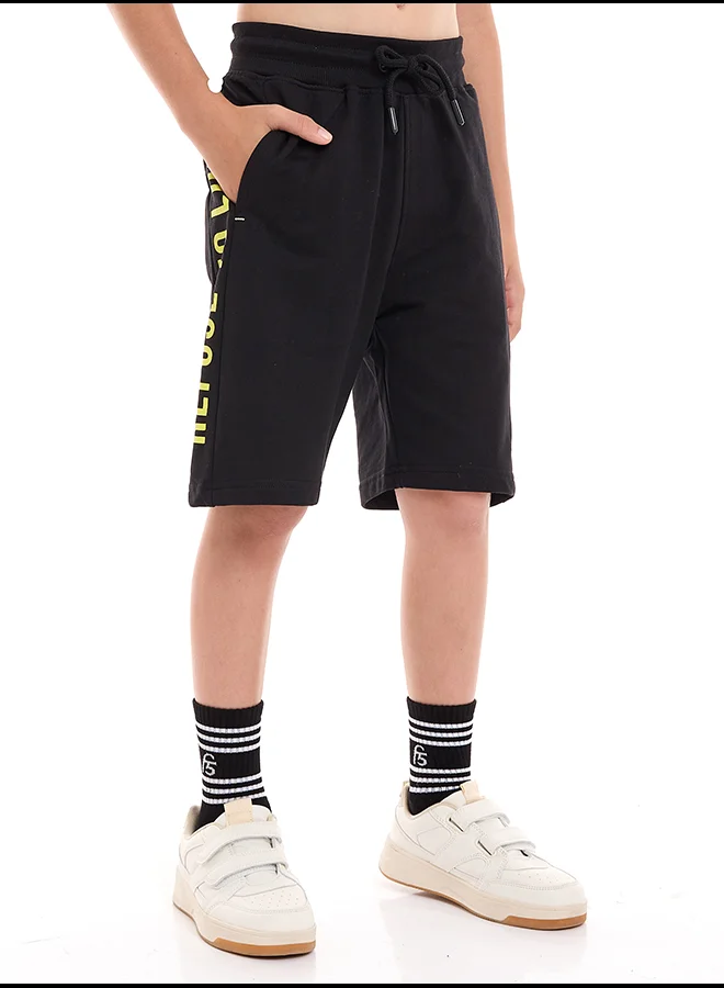 victor and jane Boys' 2-Piece Outfit: Olive T-Shirt & Black Shorts (6-12 Years)