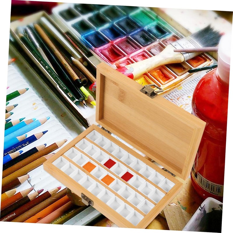 صندوق أصباغ مائية مزود بأقسام وحاويات بلاستيكية للرسم - Image 3