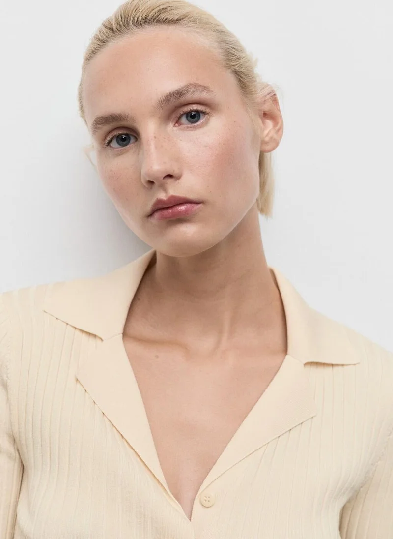 MANGO Ribbed lapel cardigan